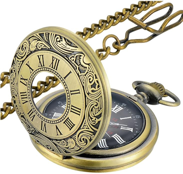 LYMFHCH Vintage Pocket Watch Roman Numerals Scale Quartz Pocket Watches with Chain Christmas Grad... | Amazon (US)