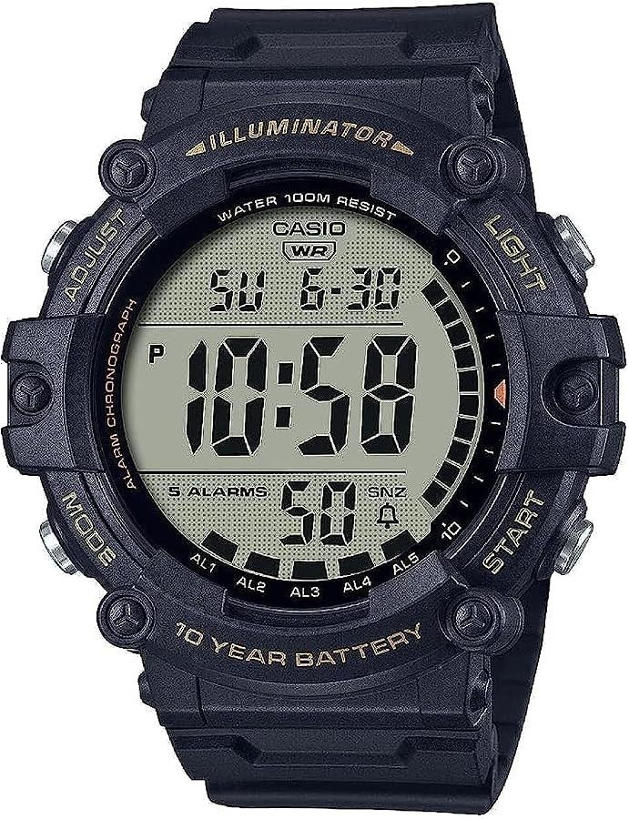 Casio Illuminator AE1500WH Series | 10-Year Battery | LED Backlight | 5-Alarms | 1/100 Sec Stopwa... | Amazon (US)