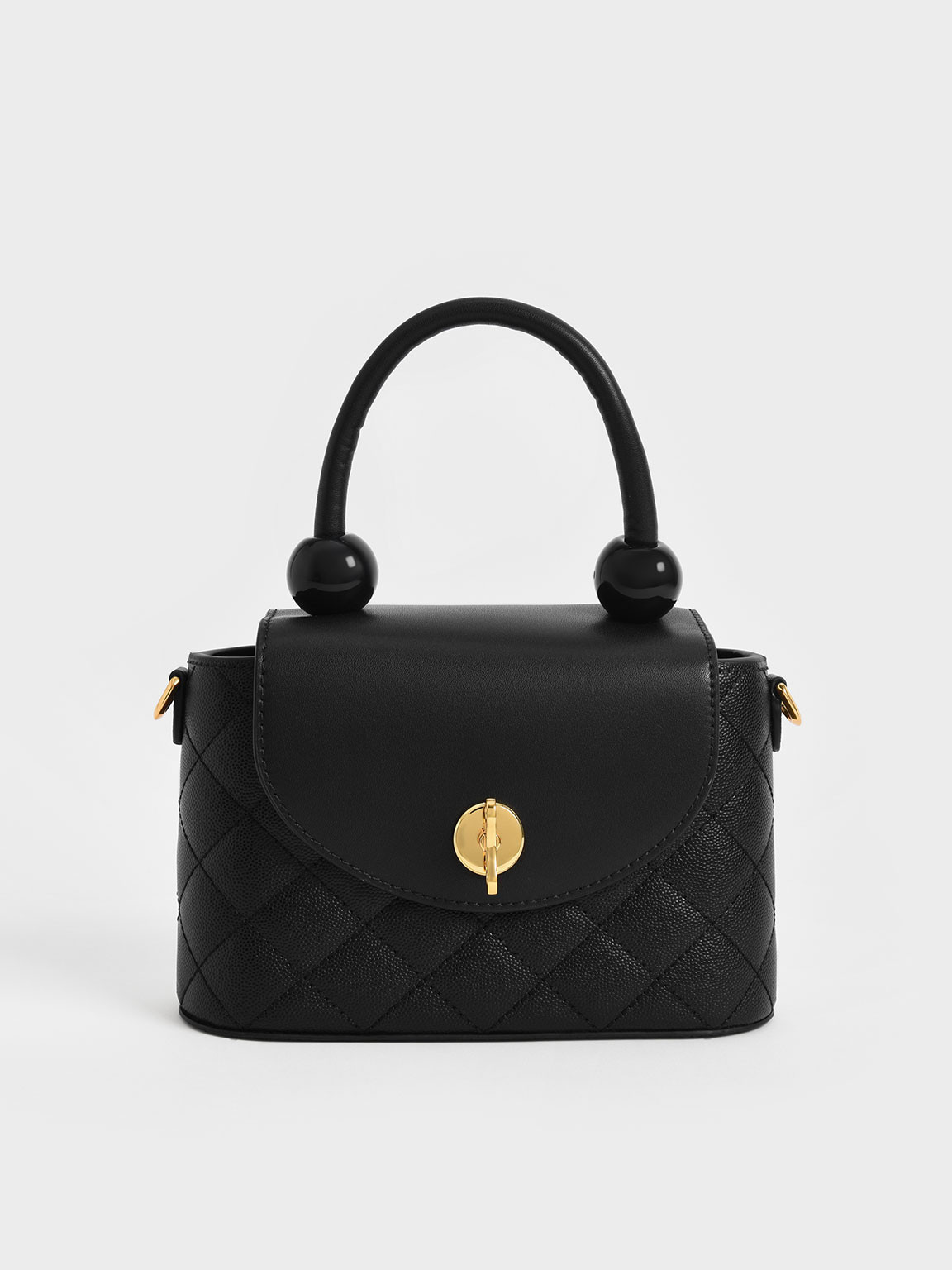 Round Quilted Top Handle Bag | Charles & Keith US