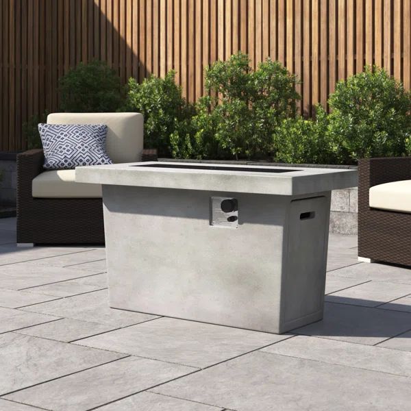 Losantville 23.6'' H x 42.3'' W Composite Propane Outdoor Fire Pit Table with Lid | Wayfair North America