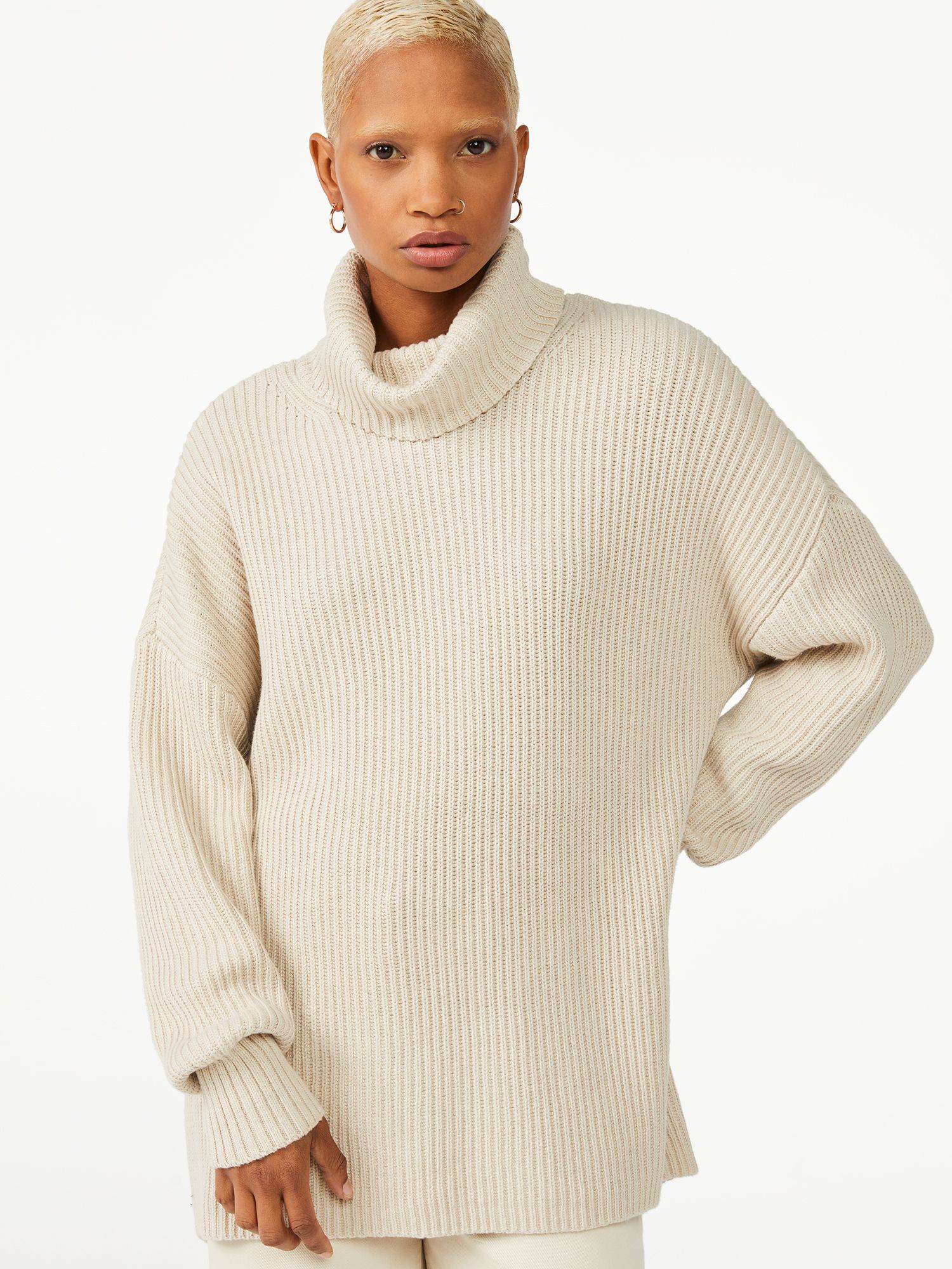 Free Assembly Women's Turtleneck Tunic Sweater - Walmart.com | Walmart (US)