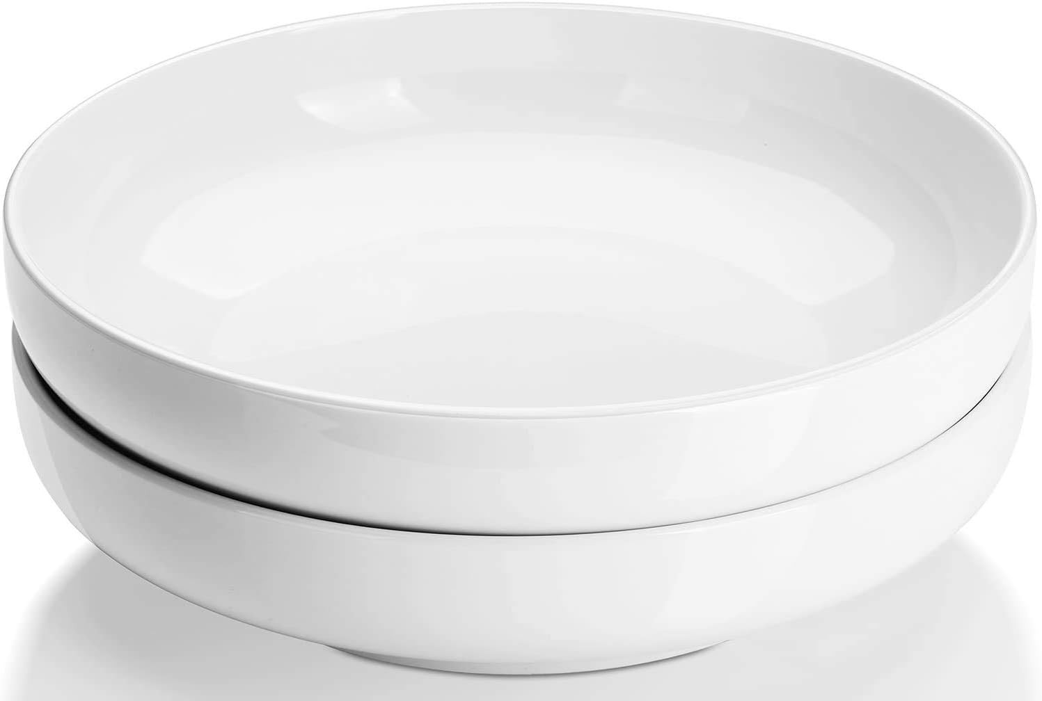 DOWAN 1920 ml Large Salad Bowls, Soft White Serving Bowls, Φ25cm Shallow Pasta Bowls Set of 2, P... | Amazon (UK)
