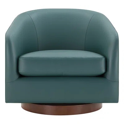 Bennett Genuine Leather Swivel Barrel Chair | Wayfair North America