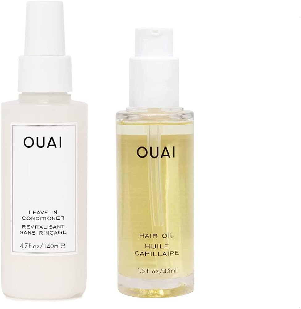 OUAI Leave-In Conditioner + Hair Oil Bundle - Hair Styling Products for Frizz Control, Heat Prote... | Amazon (US)