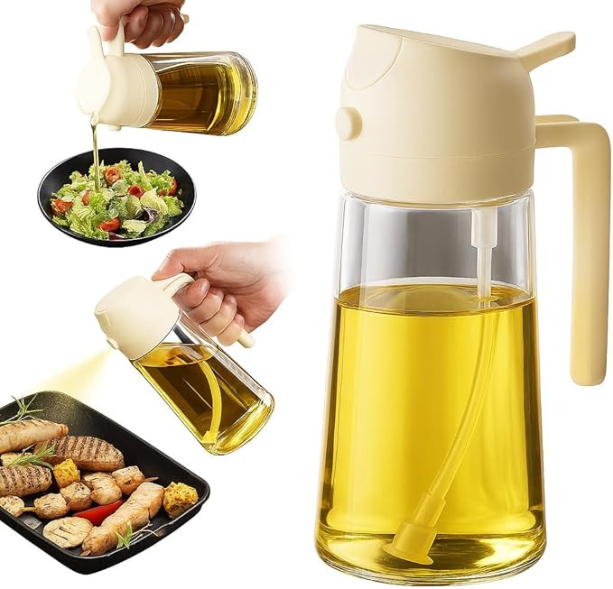 2 in 1 Olive Oil Sprayer & Dispenser Bottle – 470ml/16oz Glass Spray and Pour Oil Bottle for Co... | Amazon (US)