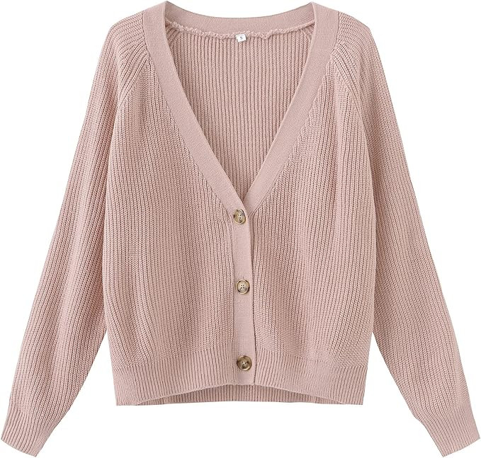 TASAMO Women's Long Sleeve Knit Sweater Open Front Cardigan Button Loose Outerwear | Amazon (US)