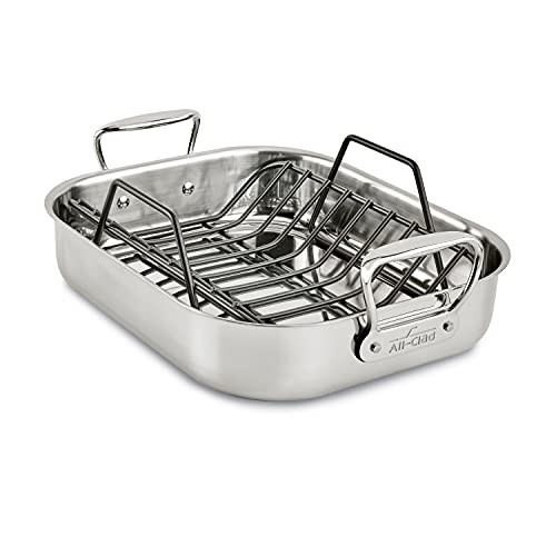 All-Clad Specialty Stainless Steel Roaster with Nonstick Rack 11x14 Inch Oven Broiler Safe 500F Roaster Pan, Pots and Pans, Cookware Silver | Amazon (US)