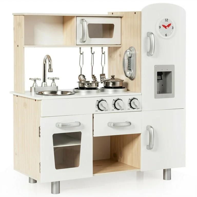 Gymax Vintage Play Kitchen Pretend Kids Cooking Playset Toys w/Water Dispense | Walmart (US)