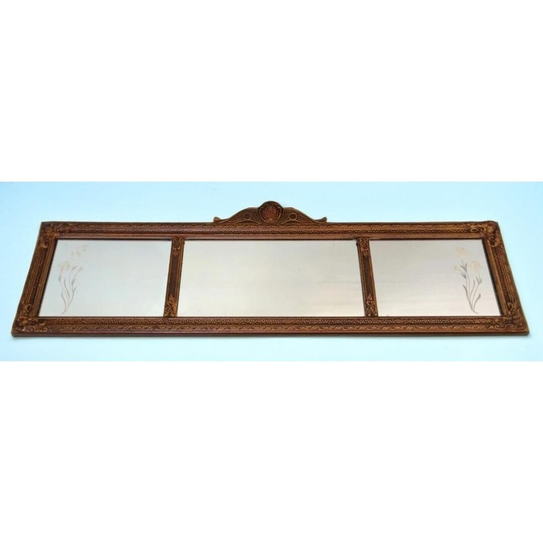 3 Panel Etched Polychrome Wood & Gesso Buffet/Mantle Mirror 46" Antique Tri Pane | Etsy (US)