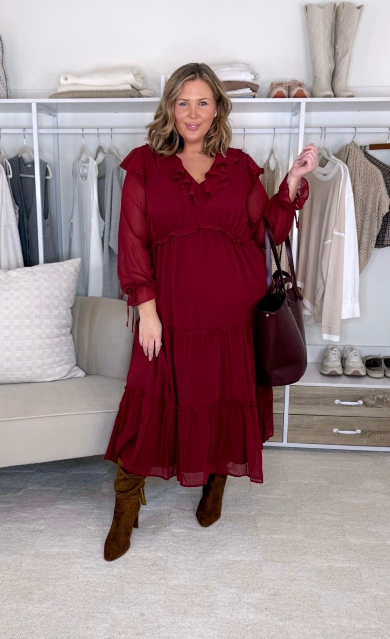 Love this dress! I wear the 2X and it runs true to size! The wide calf boots are by far my favorite and have plenty of room in the calves, mine are 16.5 inches fyi! 

#LTKPlusSize #LTKTall #LTKFindsUnder50