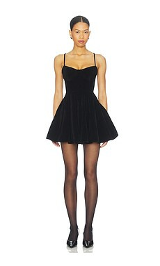 MORE TO COME Cleo Velvet Mini Dress in Black from Revolve.com | Revolve Clothing (Global)
