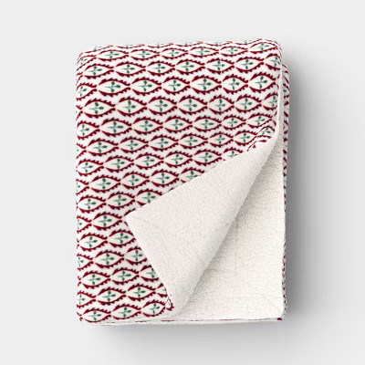 Ditsy Print Plush Throw Blanket with Faux Shearling Reverse - Threshold™ | Target