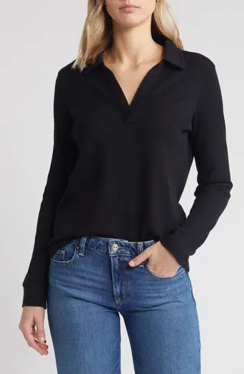 Caslon® Long Sleeve Thermal Polo | Nordstrom | Nordstrom