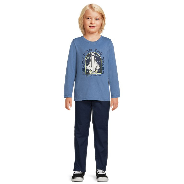 365 Kids Boys Long Sleeve Space Tee and Pant Outfit Set, Sizes 4-10 | Walmart (US)