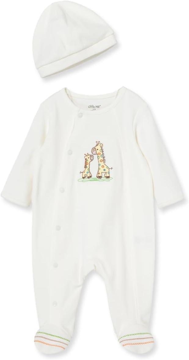 Little Me Unisex Baby 100% Cotton Scratch Free Tag 2-Piece Sleeper, Giraffe, Preemie | Amazon (US)