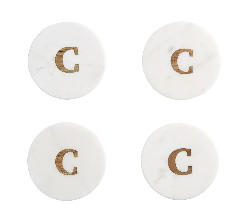 Handmade Alphabet Marble & Wood Coasters - Set of 4 | Pottery Barn (US)