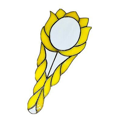 Vintage Stained Glass Hand Mirror Yellow Flower Shape Handmade  | eBay | eBay US