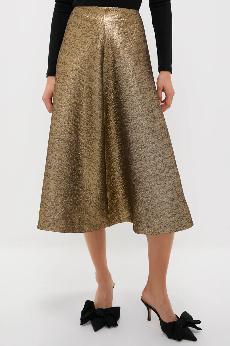 Gold Textured Jacquard Andrea Circle Skirt | Tuckernuck (US)