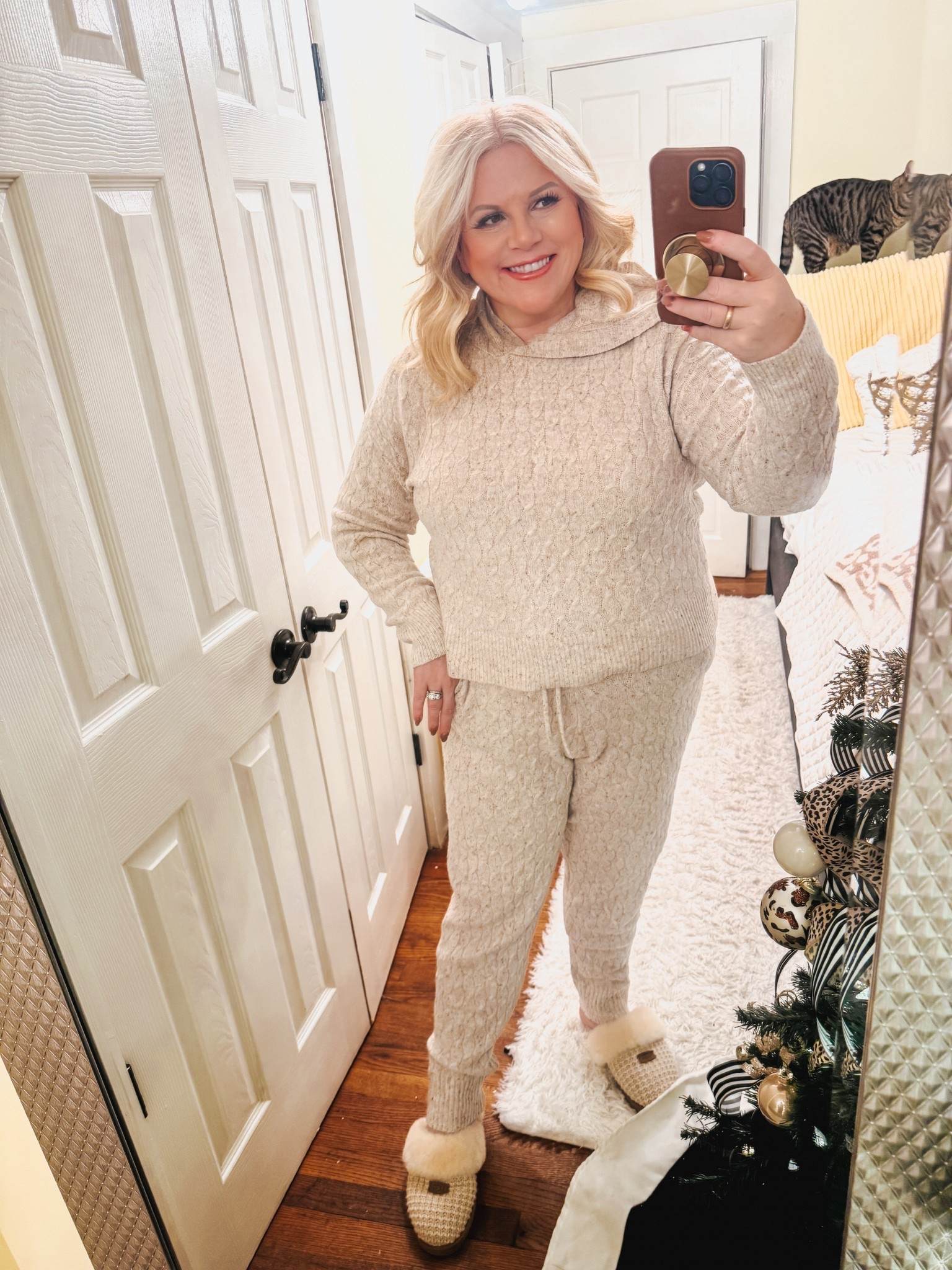 This jogger sweater set is SO comfortable, it feels like cashmere, but it's not priced like cashmere. This set is so cozy, it's perfect for long weekend coffee time and Christmas cookie baking.  Or, like me changing into it as soon as O get home from work.

Pajamas, lounge set, two-piece set, hoodie, joggers

#LTKSaleAlert #LTKSeasonal #LTKFindsUnder50