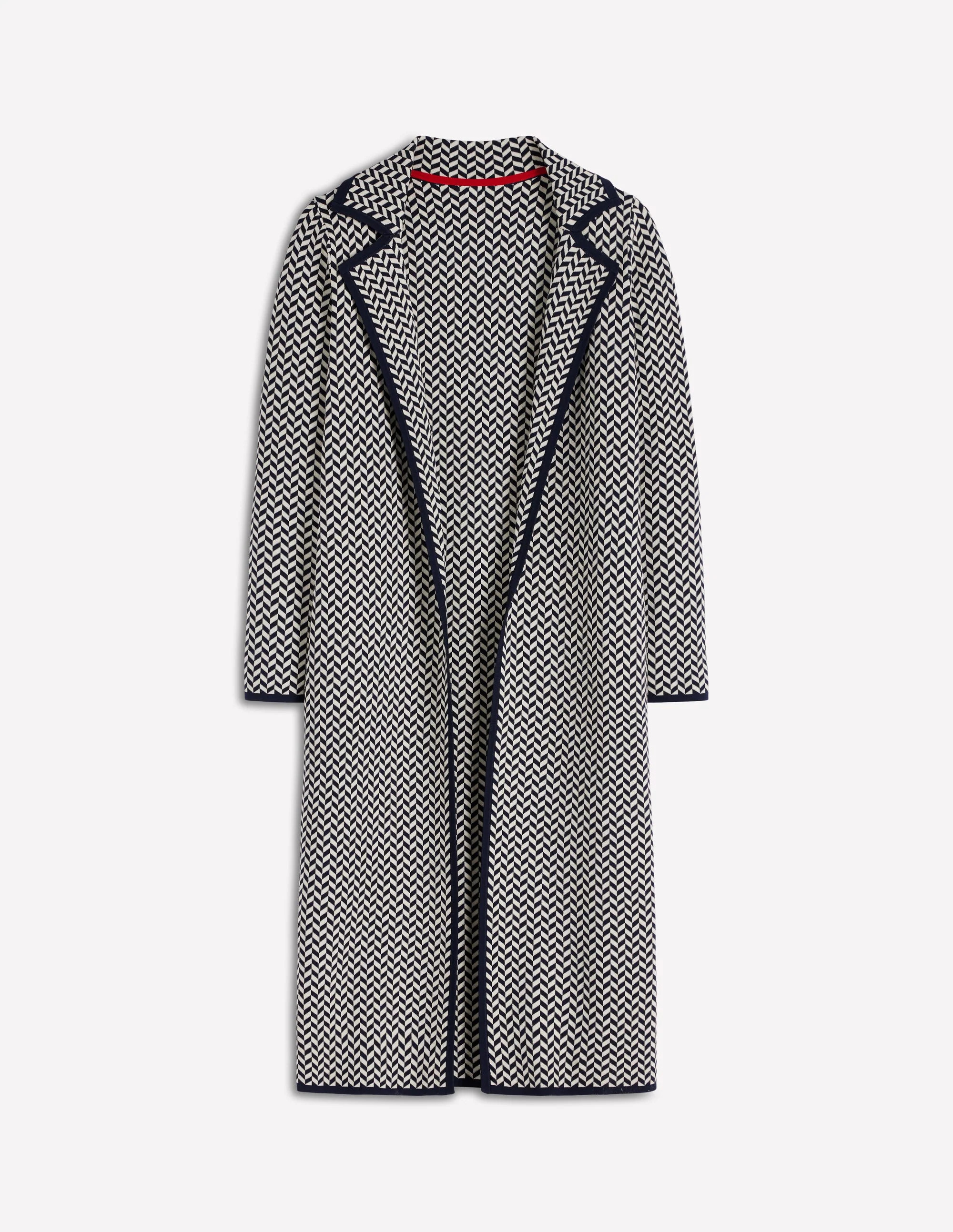 Jacquard Coatigan-Navy/ Ivory Dogtooth | Boden (US)