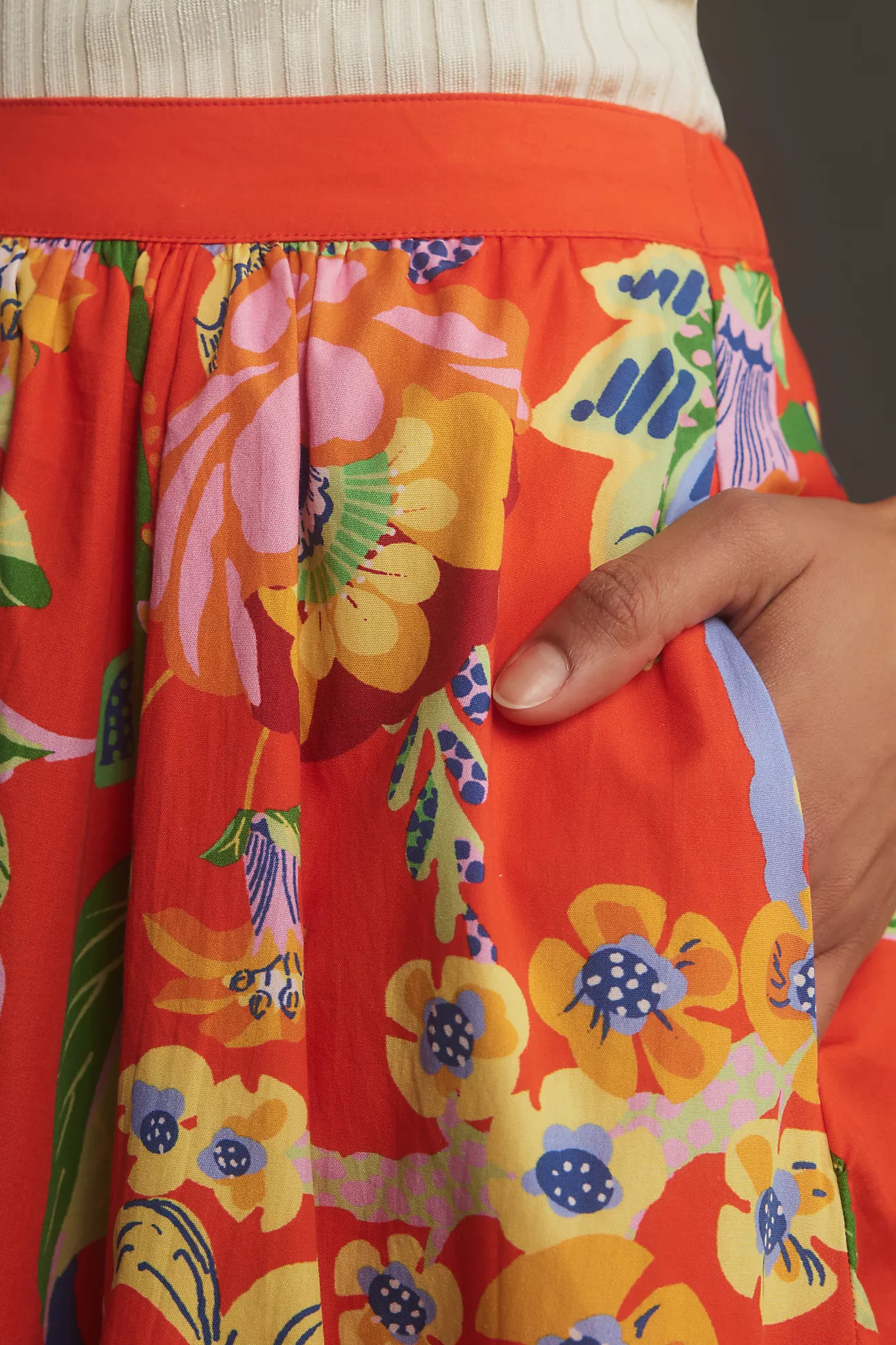 The Jacie Poplin Printed Midi Skirt by Maeve | Anthropologie (US)