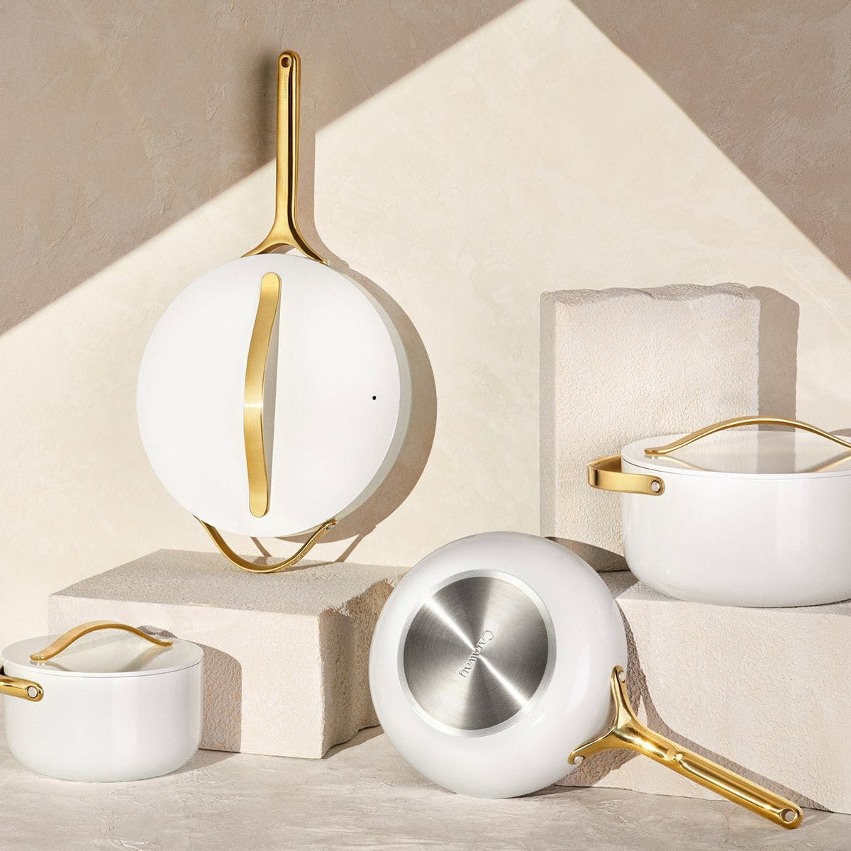 12 Piece Cookware Set In White | Non-Stick, Non-Toxic, PFAS-Free Ceramic Cookware | Induction-Compatible For Healthy Cooking | Caraway | Caraway