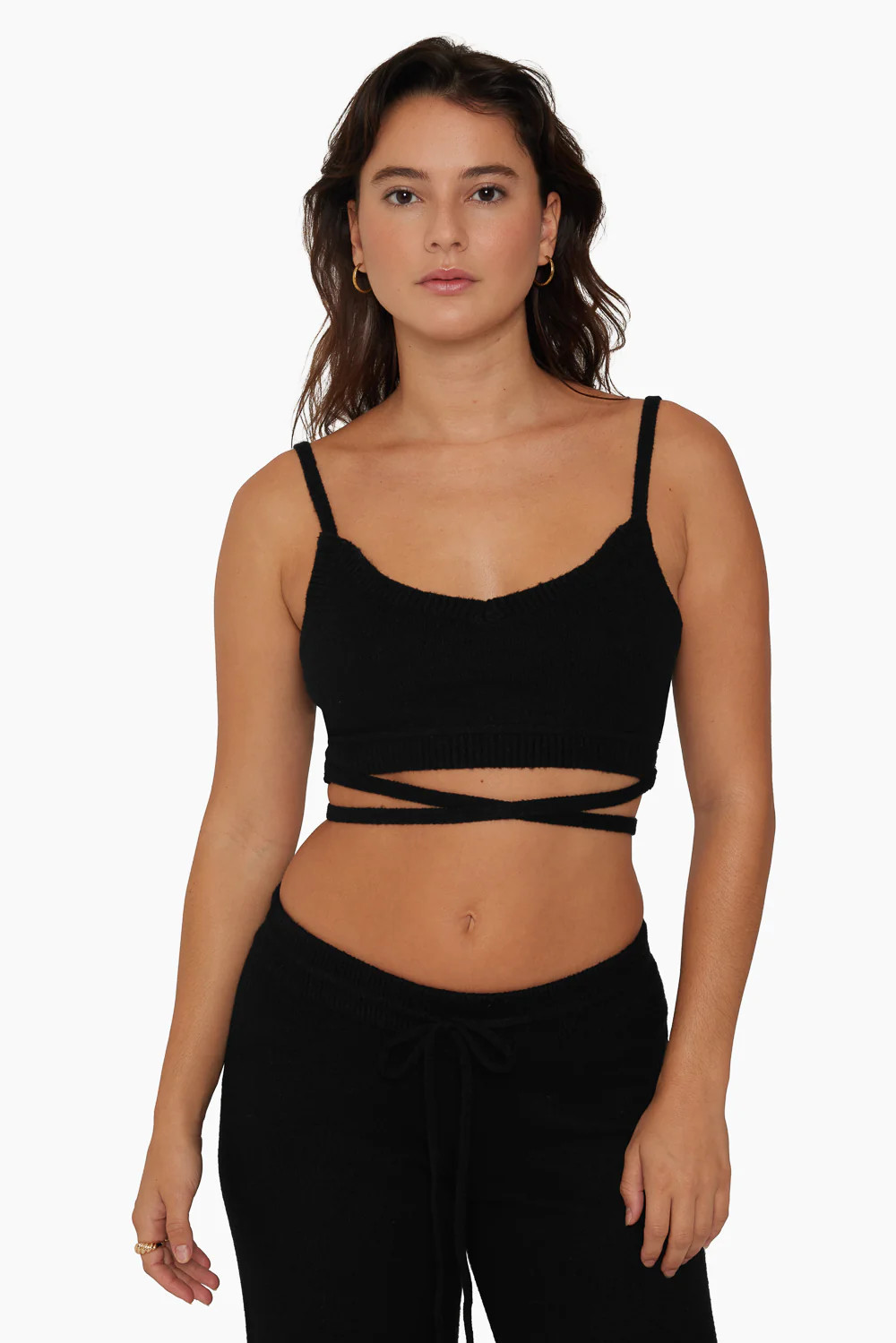 JERSEY KNIT WRAP BRALETTE - ONYX | SET Active