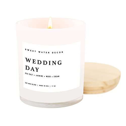 Sweet Water Decor Wedding Day Candle | Sea Salt, Jasmine, Wood and Cream, Spa Scented Soy Wax Can... | Amazon (US)