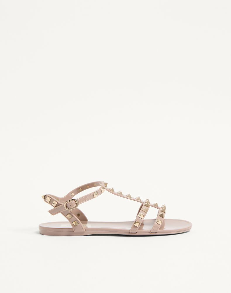 Valentino Garavani Rockstud Flat Rubber Sandals Wo | Valentino