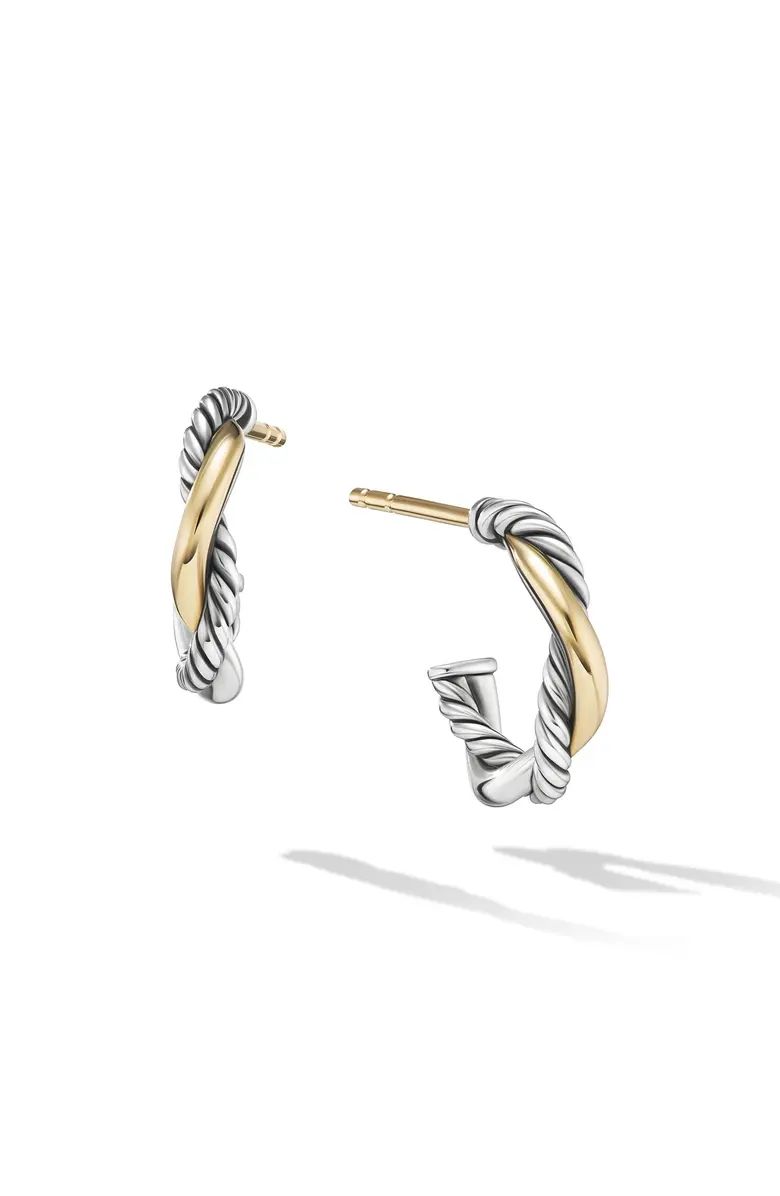 Petite Infinity Huggie Hoop Earrings in Sterling Silver with 14K Yellow Gold | Nordstrom
