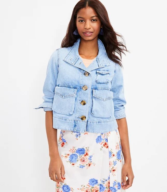 Denim Utility Jacket in Light Indigo Wash | LOFT