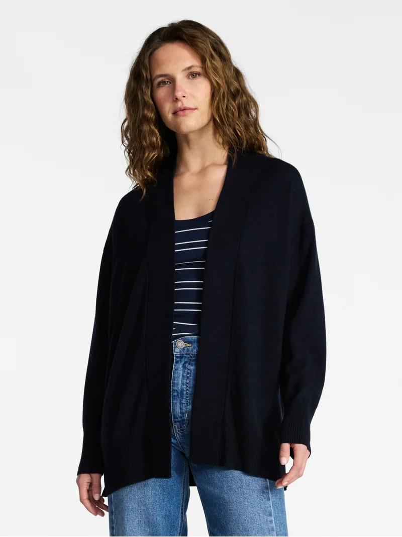 Time and Tru Women's Open Front Cardigan Sweater with Long Sleeves, Lightweight, Sizes XS-XXXL | Walmart (US)