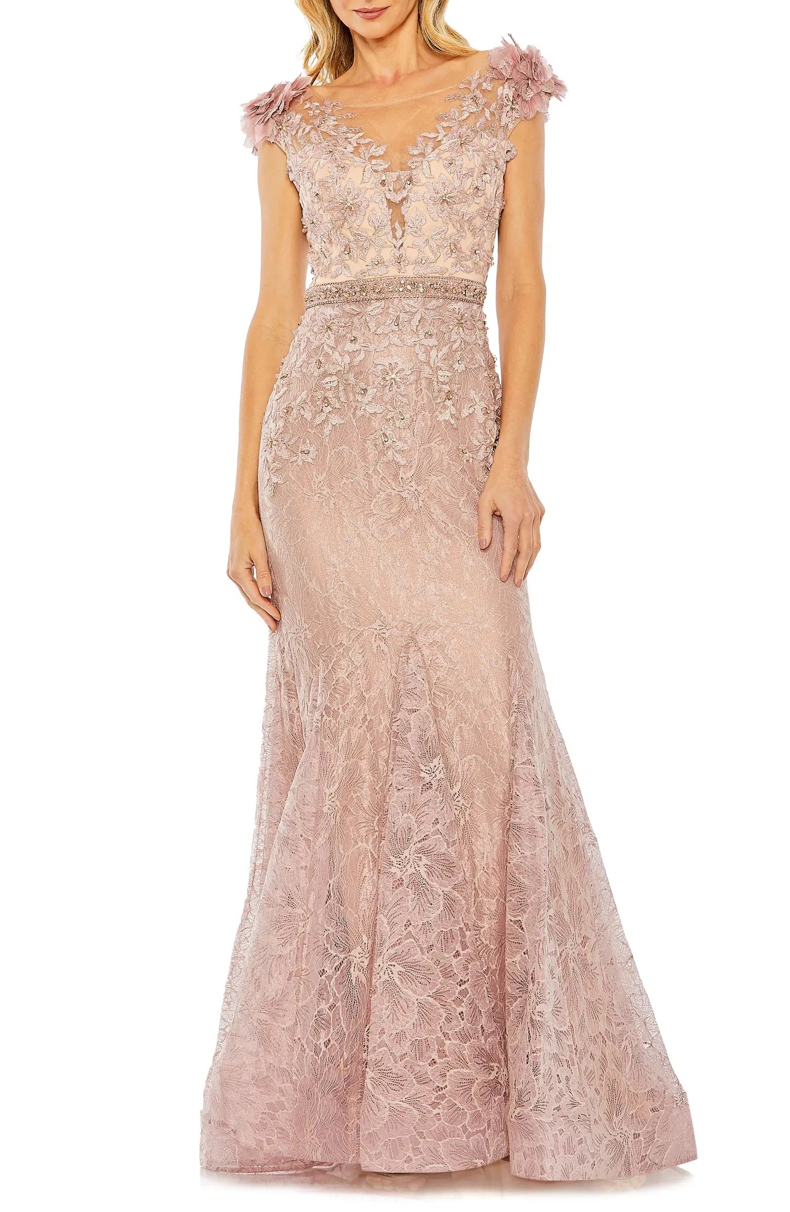 Illusion Bodice Lace Trumpet Gown | Nordstrom