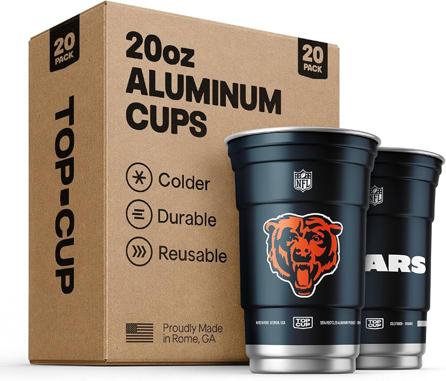 Top Cup NFL Chicago Bears Aluminum Party Cups, 20oz, 20 Count | Amazon (US)