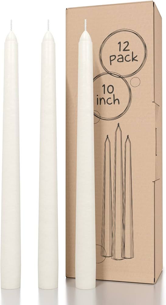 CANDWAX Ivory Taper Candles 10 inch Dripless - Set of 12 Tapered Candles Ideal as Dinner Candles ... | Amazon (US)