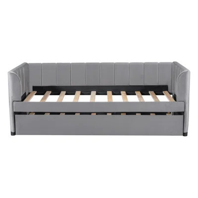 Twin Size Upholstered Daybed with Ergonomic Design Backrest and Trundle | Wayfair North America