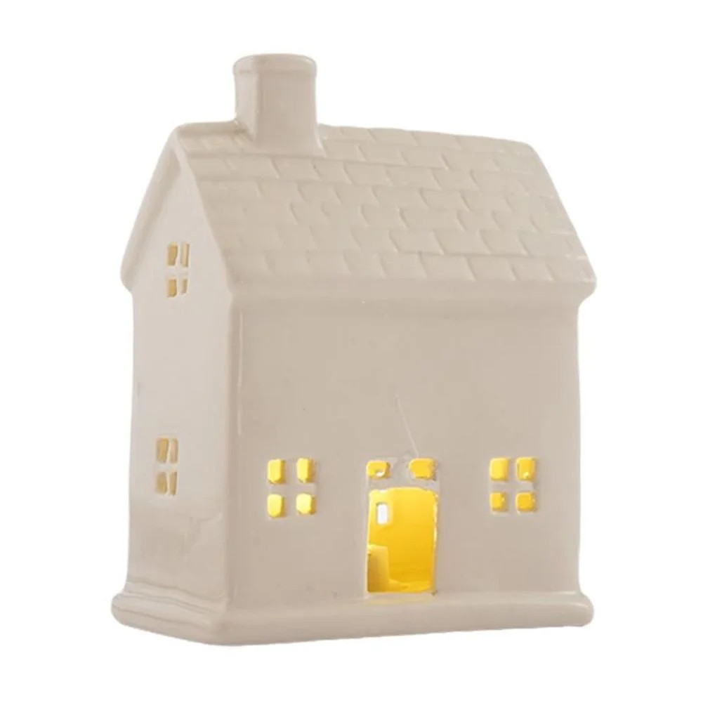 White Ceramic LED House Christmas Village Light Up House NEWS Ornament | Walmart (US)