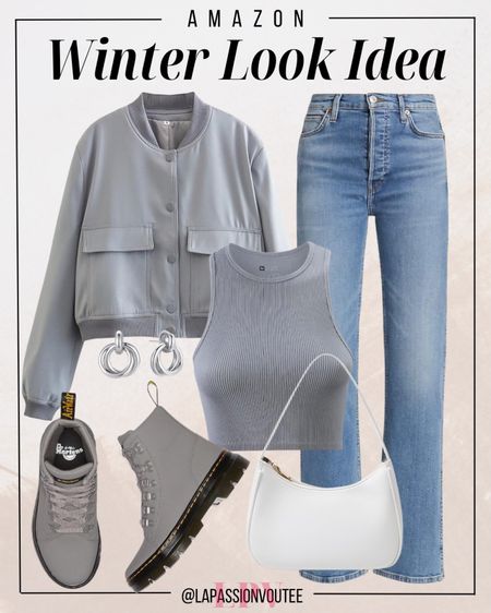 Chase the chill with this Amazon-approved winter ensemble! Rock a stylish jacket over a trendy ribbed cropped top paired with classic denim. Strut in fashion-forward boots, sling a chic handbag, and adorn yourself with the perfect silver earrings. Embrace the season with confidence – it's time to shine!

#LTKHoliday #LTKSeasonal #LTKstyletip