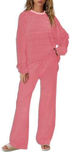 SENSERISE Womens Striped Lounge Set 2 Piece Outfits Fall Matching Pajama Sets Long Sleeve Striped... | Amazon (US)