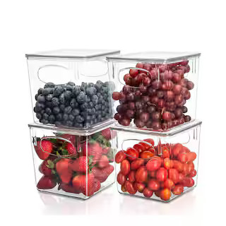 Sorbus 4-Pack Clear Plastic Stackable Pantry Organizer Set Storage Bins with Lid for Fridge FR-BS... | The Home Depot