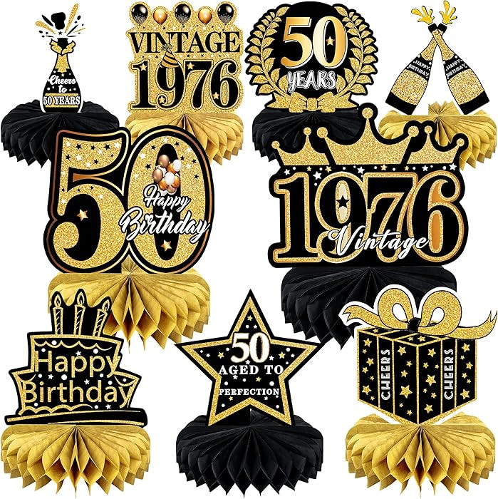 9 Pcs 50th Birthday Decoration for Men Women 50th Birthday Table Decorations Cheers to 50th Birth... | Amazon (US)