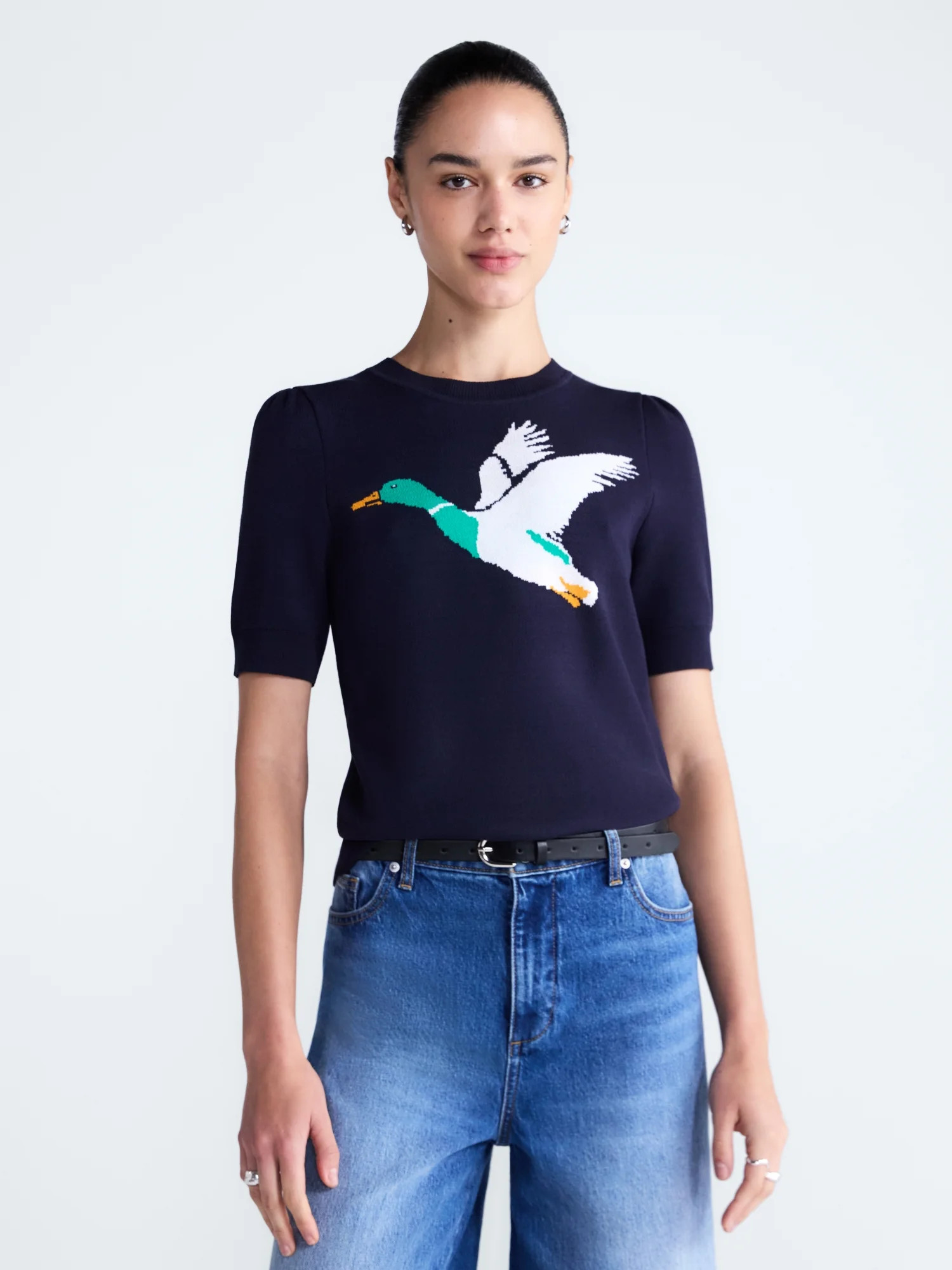 Free Assembly Women's and Women's Plus Crewneck Sweater with Short Puff Sleeves, Sizes XS-4X | Walmart (US)