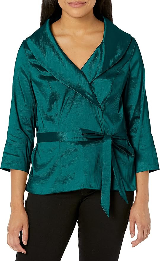 Alex Evenings womens Stretch Taffeta Blouse Dress Shirt, Emerald, Small US at Amazon Women’s Cl... | Amazon (US)