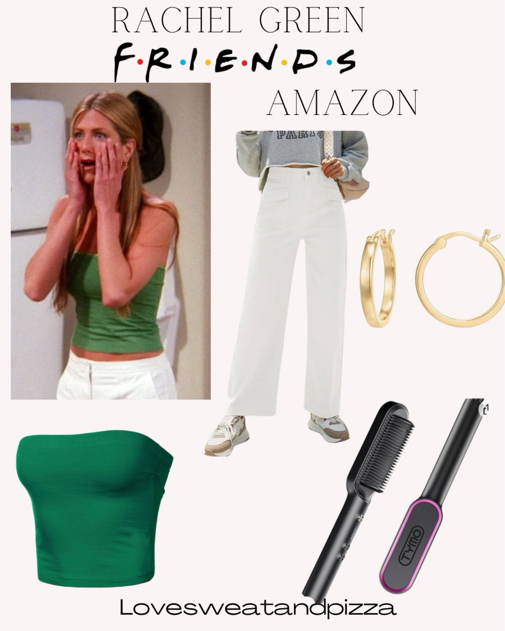 Friends style. Rachel Green outfit. Rachel Green style. Spring and summer outfit. Summer top. Strapless top. White pants. 

#LTKfindsunder50 #LTKstyletip #LTKparties
