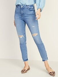 High-Waisted Distressed Rockstar Super Skinny Ankle Jeans For Women | Old Navy (US)