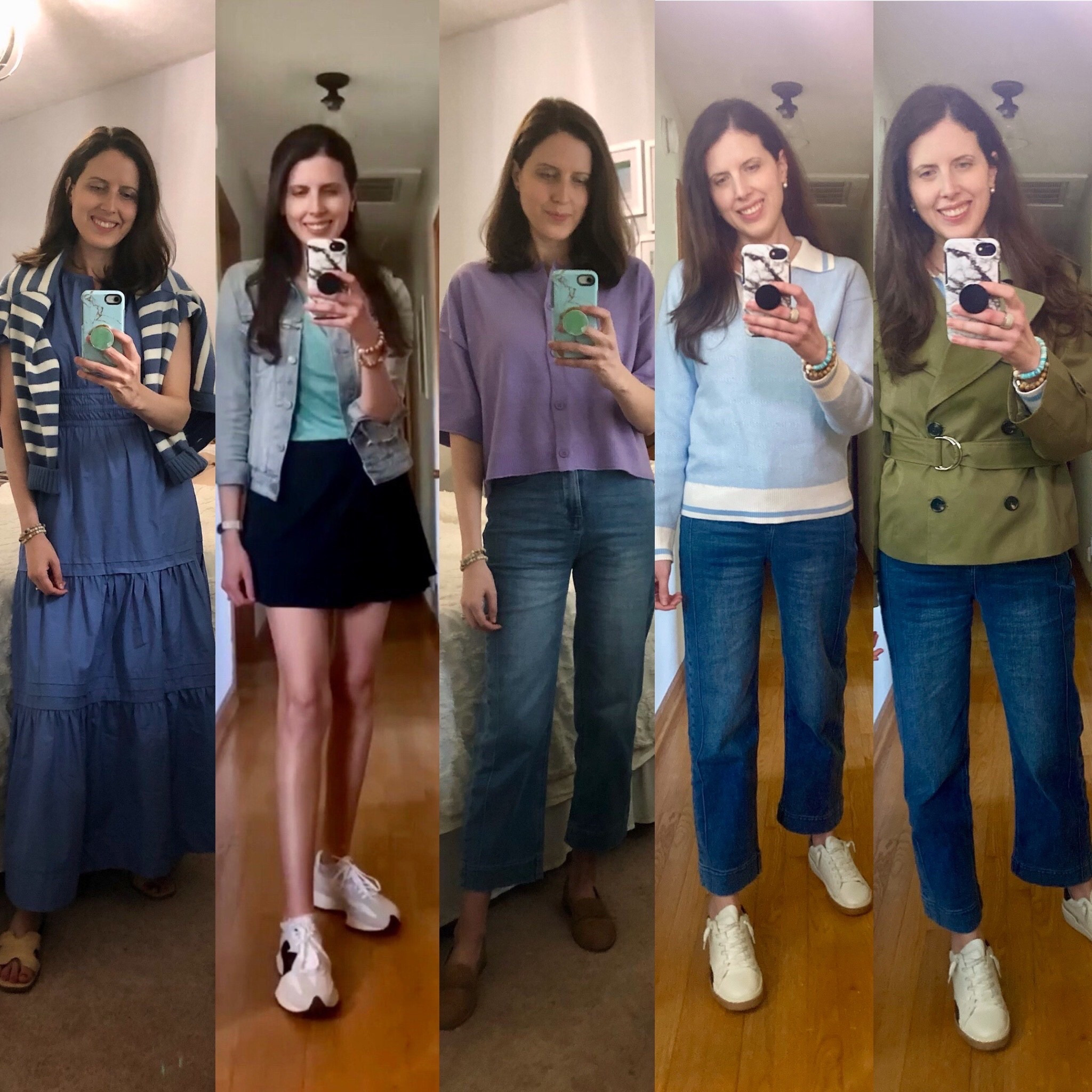 5 real life outfits, and where we wore them 💙

Blue spring dress and blue and white stripe cardigan for church

We love a skort, and these new balance sneakers￼

Love a neutral fit with a striped T-shirt and white jeans for  spring 

Barrel jeans and a crop cardigan. It’s perfect for spring

We both own this crop trenchcoat another spring outfit 2026 staple 

This preppy blue Collared sweater is perfect for zoom meetings working for home￼


#LTKSeasonal #LTKgrwm #LTKootd