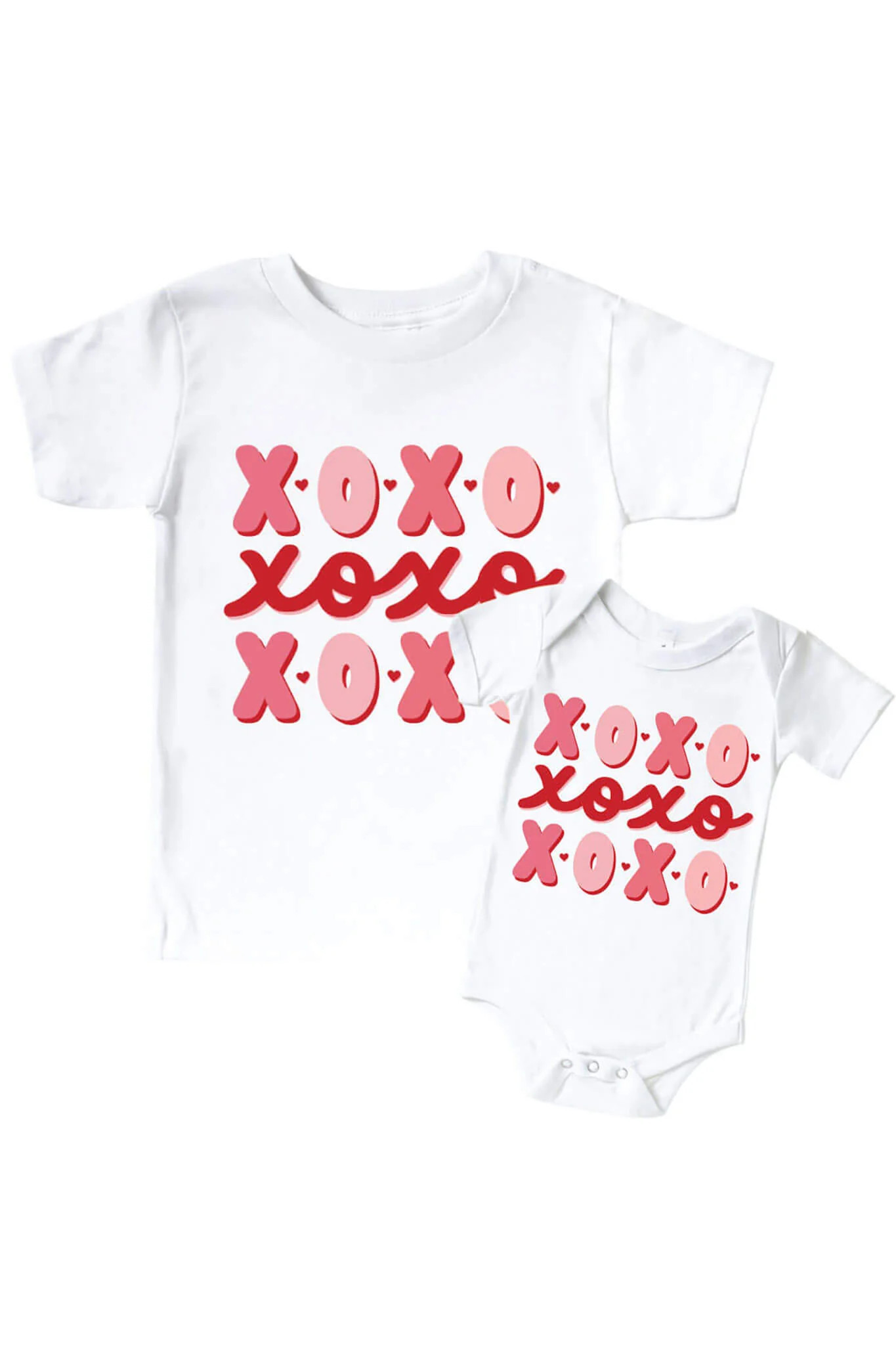 X's & O's Graphic Bodysuit & Kids Tee | White | Caden Lane