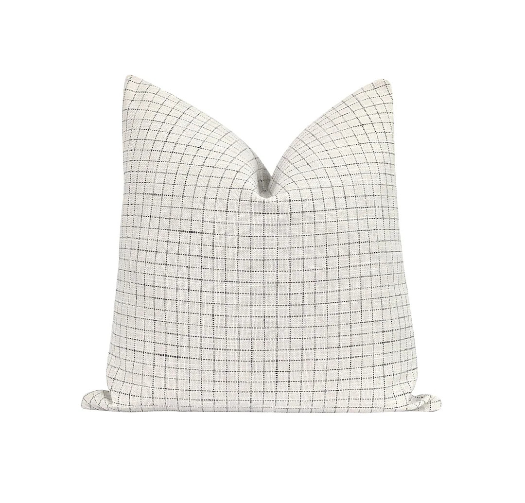 Gray Plaid Pillow Cover • Cool Grey Woven Check • Farmhouse, Transitional and Modern Organic ... | Etsy (US)