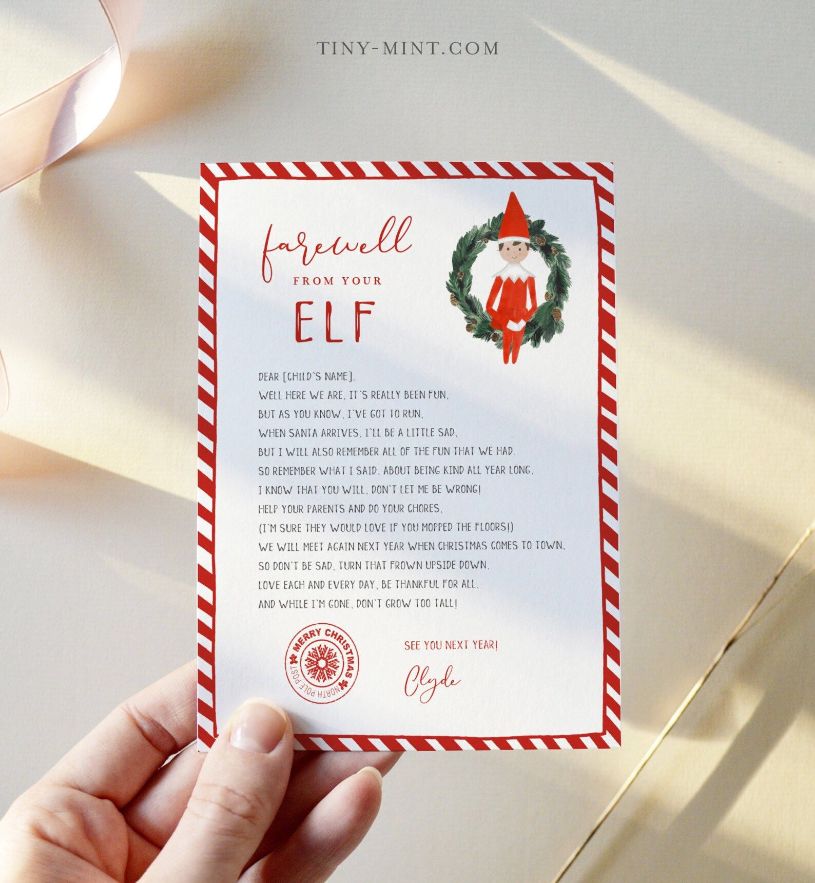 Goodbye Letter from Elf, Christmas Note, 100% Editable Template, Choose Your Elf, Girl or Boy, In... | Etsy (US)