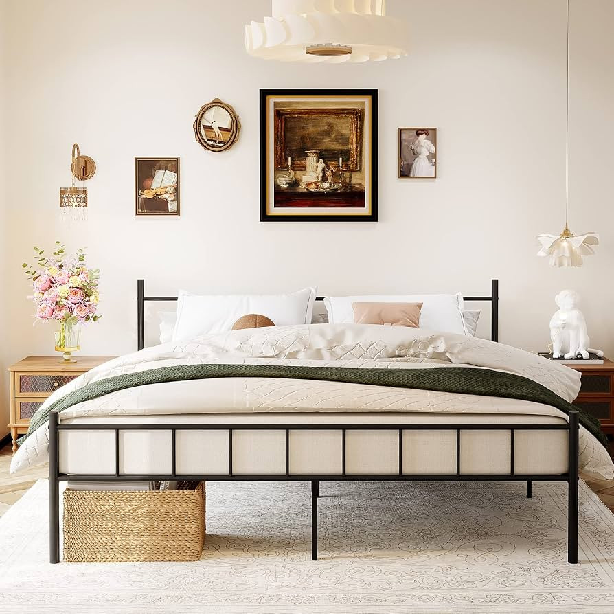 DIIYIV 14 Inch Queen Size Bed Frame,Metal Platform Bed Frame-Mattress Foundation,Steel Slat Suppo... | Amazon (US)